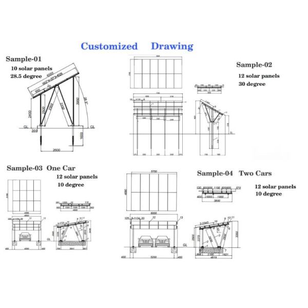 Q235 Steel Solar Carport Structures with CE Certification and 1.4KN/m2 Snow Load