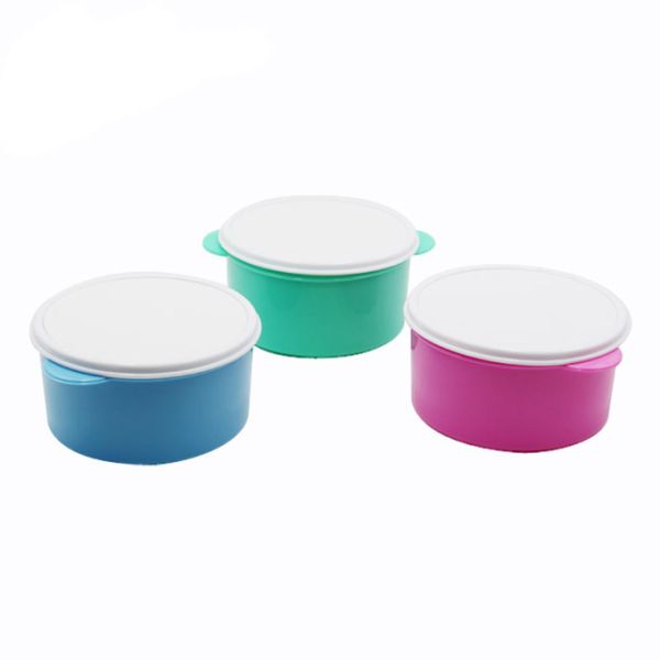 Round Plastic Sublimation Lunch Boxes Blank Safe Food Storage Box Food Container