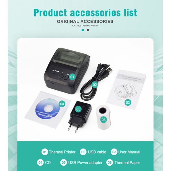 58mm Thermal Receipt Printer USB Port Android IOS Windows System