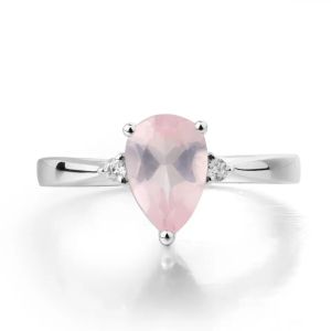 Sterling Silver Green Spinel Ring Fashionable Pear Shape Solitaire Wedding