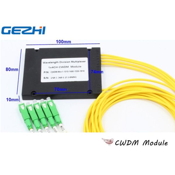 Yellow 1x4 CWDM Mux Demux ABS Type 1270 - 1610nm Wavelength For Line Monitoring