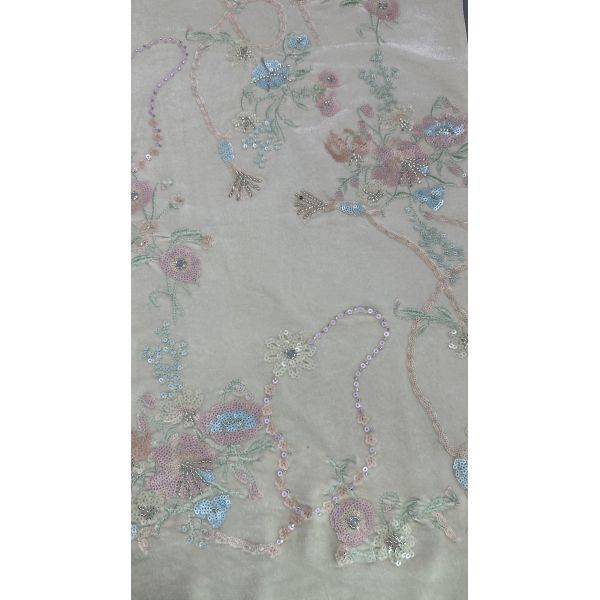 East Culture Leafy Sequin Floral Lace Fabric For Dressmaking Dinner Gowns Shining Fabric