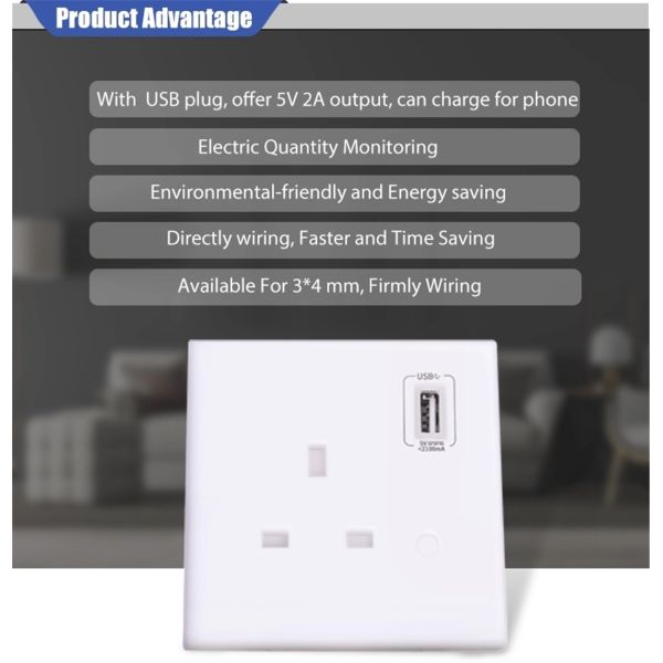 Zigbee Version UK Smart Wall Socket With USB