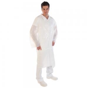 China PE Disposable Full Sleeve Lab Coat Customized Design For Electronics Factory / Food Factory on sale