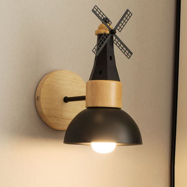 Nordic Minimalist Wooden LED Wall Lamps Windmill Bedside Wood Wall Light(WH-OR-63)