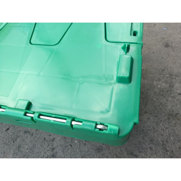 Recycled Green Plastic Storage Boxes With Lids Hinged Attached Lids Container
