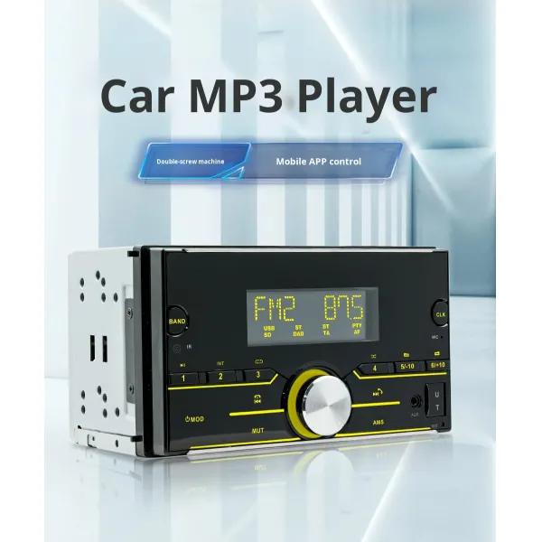 Creatall 12V Dual-Disk Car MP3 Player Smart for Bluetooth Car Amplifier Radio Colorful Light Aux SD Card Connection 1-Year