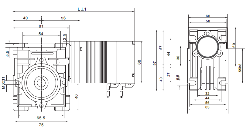 200W/300W/400W 60mm Brushless DC Motor 48V with worm gearbox Brushless DC worm geared motor