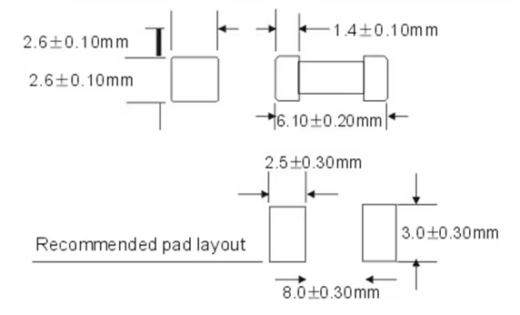2410 6125 1808 Fast Acting SMD SMT 1A 2A 3A 5A 10A 15A 125V 250V 300V Surface Mount Fuse 6.1mm X 2.69mmx 2.69mm
