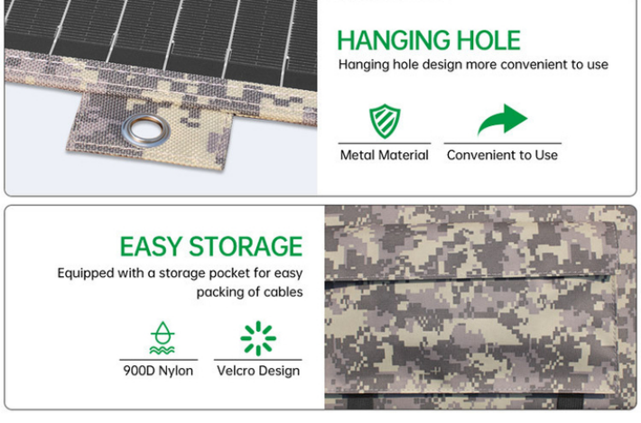 Light Weight Camouflage Solar Panel , IP67 Foldable Solar Blanket For Hiking Picnic