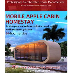 Living and Working Pod Customized 40ft Prefab Apple Cabin House with Kitchen