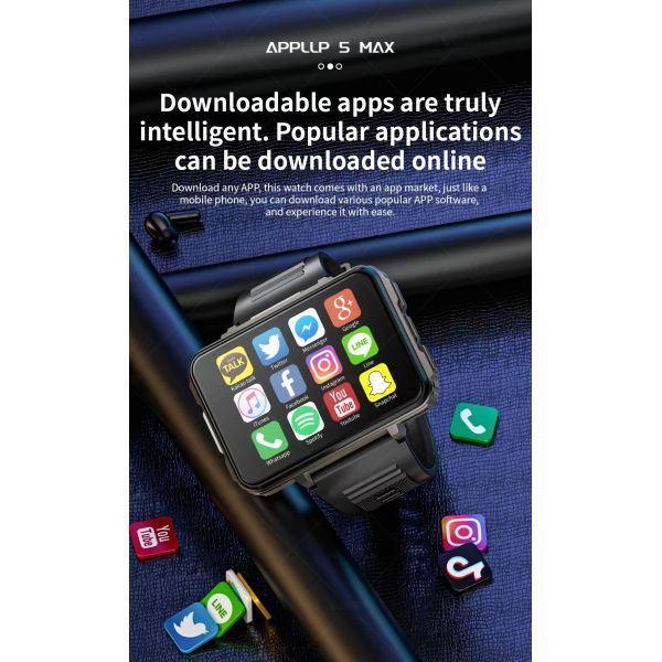 APPLP 5 MAX 4G Sim Card Android Smartwatch 4G Video Call Smart Watch 2.4 Inch
