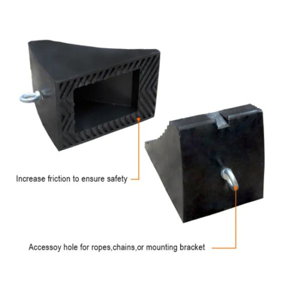 4.4 Pounds Auto Parking Heavy Duty Solid Rubber Wheel Chocks With Eyelet