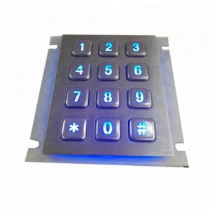 Buy cheap LED backlit waterproof industrial metal keypad with 12 keys and USB for metal kiosk product