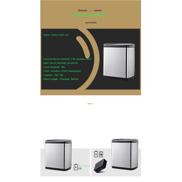 Compact Automatic Smart Waste Bins Smart Hand-free Electronic Kitchen Trash Can