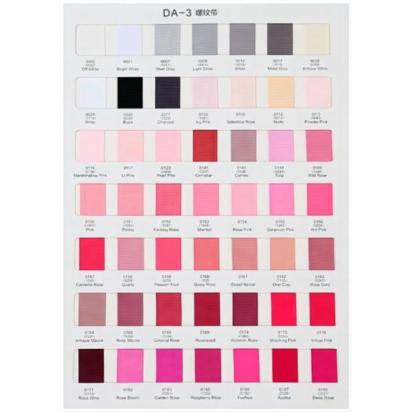 3mm-100mm Solid Assorted Color Polyester Grosgrain Ribbon for Gift Wrapping and DIY Craft