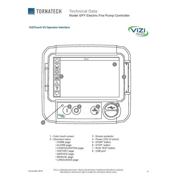 Tornatech Fire Fighting GPY Series Electric Fire Pump Controller