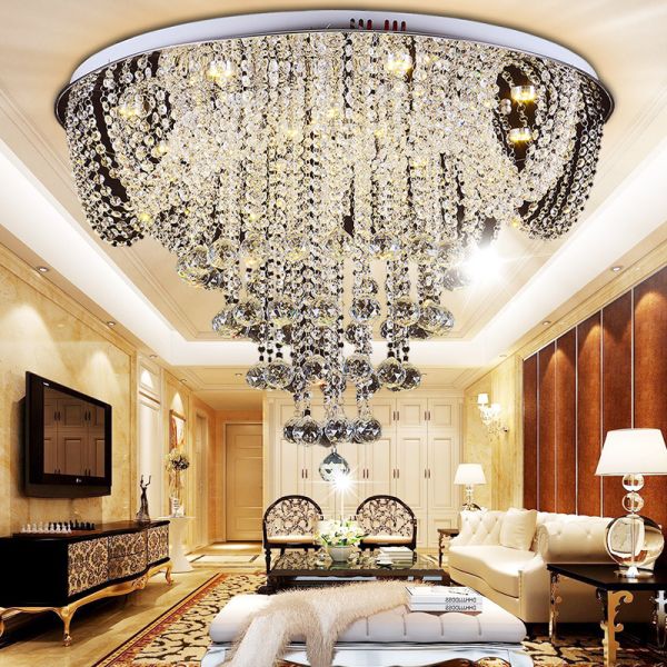 Simple Round Indoor Crystal Ceiling Light Glass with Dimmable (WH-AC-05)