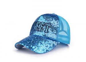 China Sequins Blue Boys Mesh Baseball Caps Embroidery Breathable Good Flexibility on sale