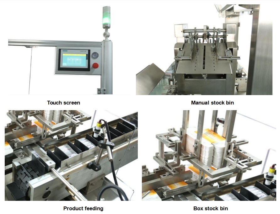 Full Automatic High Speed Vertical Carton Box Packing Food pizza Bottles Soap Gloves Blister Paper Boxed Cartoning Machi