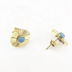 China 18K Gold Plated Stainless Steel Jewelry Synthetic Blue Turquoise Daisy Ear Stud For Women Gift Earrings on sale