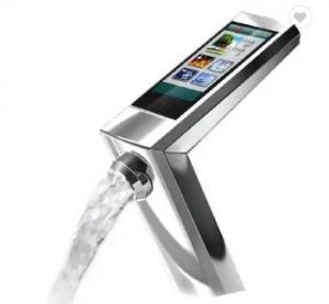 China Smart Deck Mount Watersense Faucet Brushed Chrome Bathroom Taps With Digital Display on sale