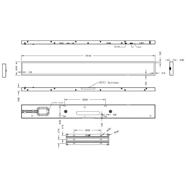 Streamlined 23.1inch Stretched Bar LCD Display Shelf Edge LCD Panel