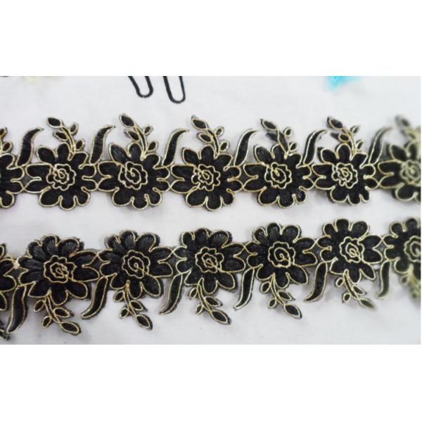 Gold Wire Embrodery Lace Edge with Cord Embroidery Lace Trim