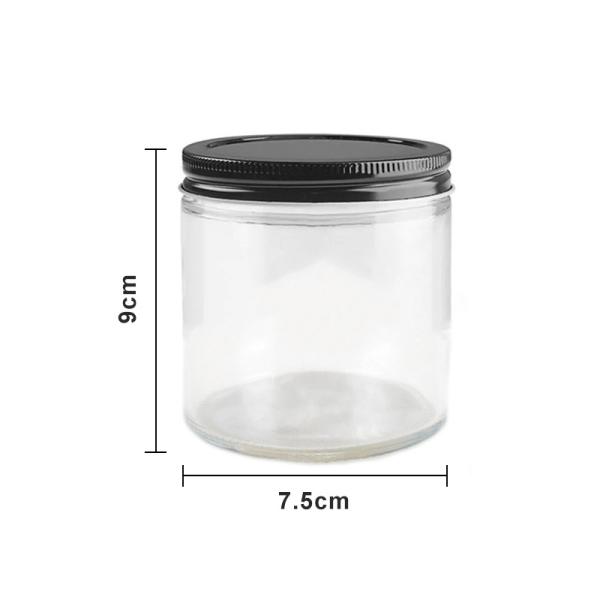 Clear Mini Cookie Glass Canister Jar With Black Airtight Lids