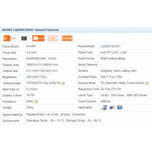 Medical Lcd Displays LQ090Y3DG01 Industrial Display 800*480 WVGA TTL