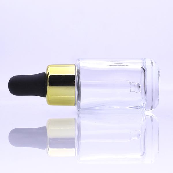 Skin Care Serum Dropper Bottles Empty Square 20ml Clear Color