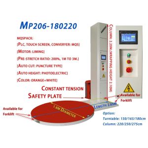 MQSPACK Semi Automatic Pallet Stretch Wrapping Machine With Consistant Tension