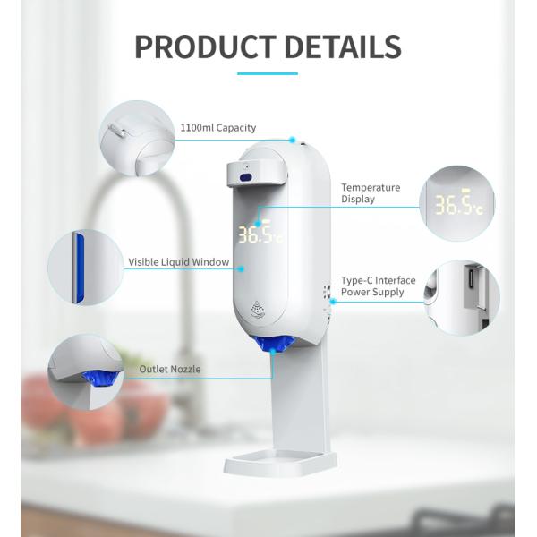 Intelligent 1.1L Automatic Soap Dispensers With Forehead Thermometer