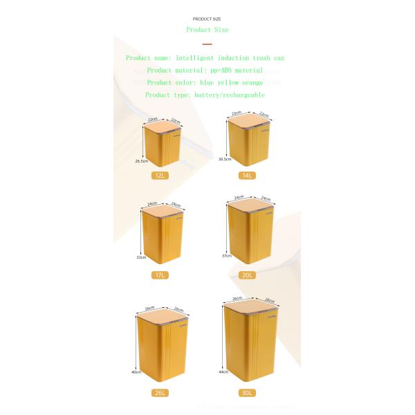 Large Color Automatic Induction Smart Plastic Trash Can for Household Kitchen with Lid