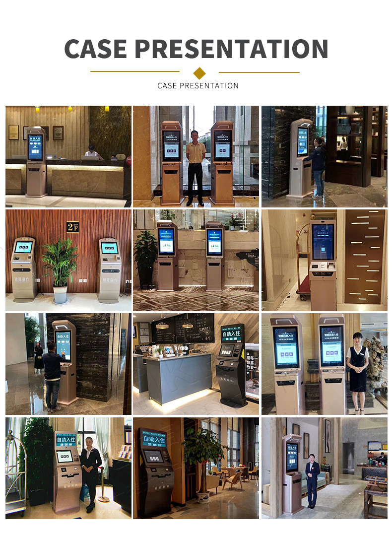 Floor stand touch screen hotel automatic payment terminal kiosk cash check in self-service terminal kiosk
