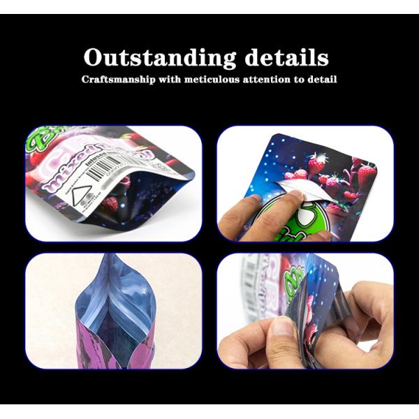 Child-Proof Pouch With Minimalist Print Push-Twist Lock ISO 8316 Compliant Custom Artwork