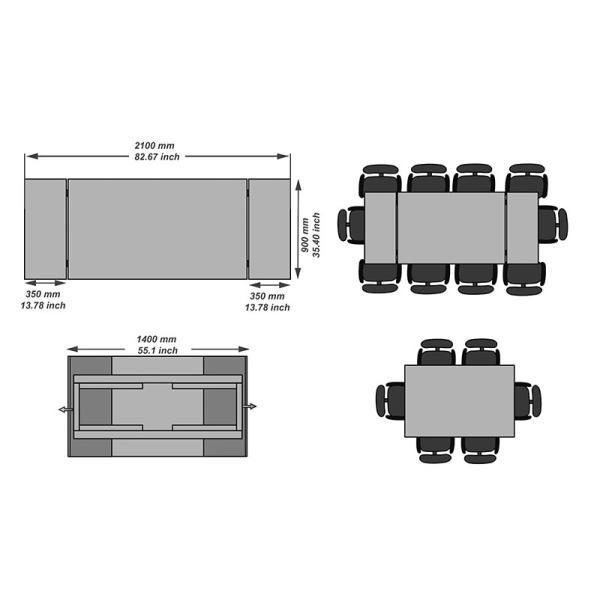 Elegant Textured HPL Dining Table 2.1 Meter Indoor Pavilion Use Heat Resistant