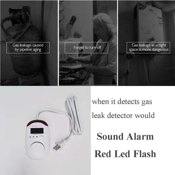 LPG Methane Household Gas Alarm ABS Plastic With LED Display AC 220V 50HZ