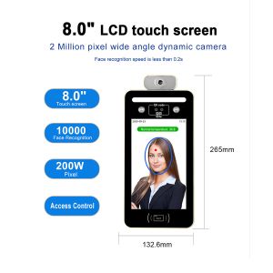 Buy cheap 8inch LCD Face Reading Biometric Machine Temperature 512M DDR3 DC12V 2A product