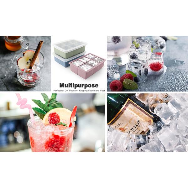 Silicone Ice Cube Molds with Removable Lids Reusable Free for Whiskey, Cocktail, Stackable Flexible 