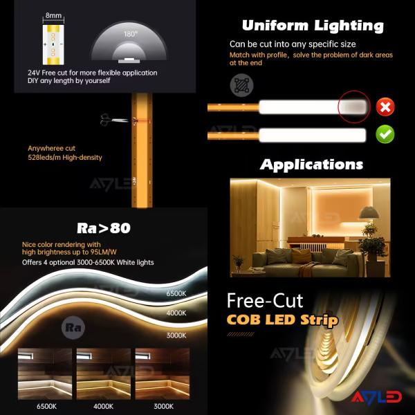 Premium Led Strip Lights Free Cuttable Cob Led Strip Led Spotless Strip