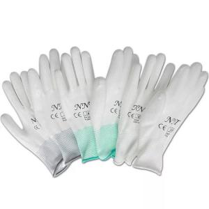 China 13G Knitted White Electronics Factory Working ESD Antistatic PU Coated Gloves on sale