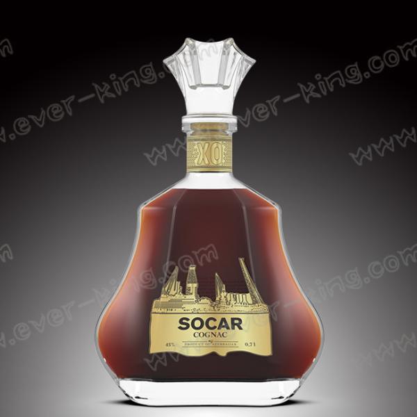 Luxury Embossing 750 ML Cognac Glass Bottle