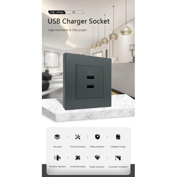 Full Plastic USB Charger Socket 100-240V AC For Home Hotel Villa
