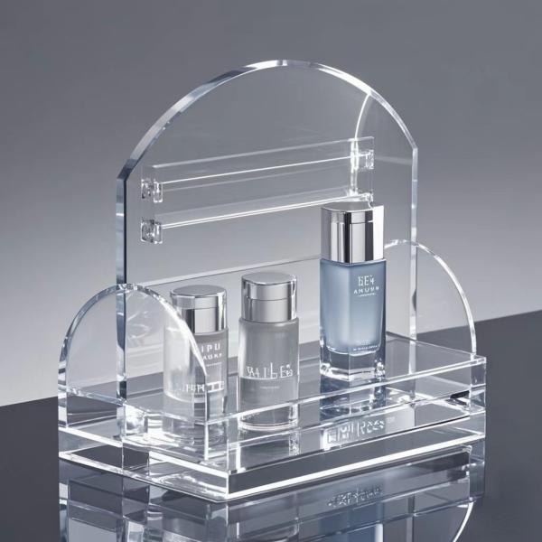 Custom Acrylic Desktop Display And Storage Shelf For Cosmetic Makeup Beauty Products