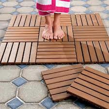 Garden Decking Tile, 300x300x23mm Outdoor Bamboo Flooring,Decking Tile Unit Series,Matt Finish