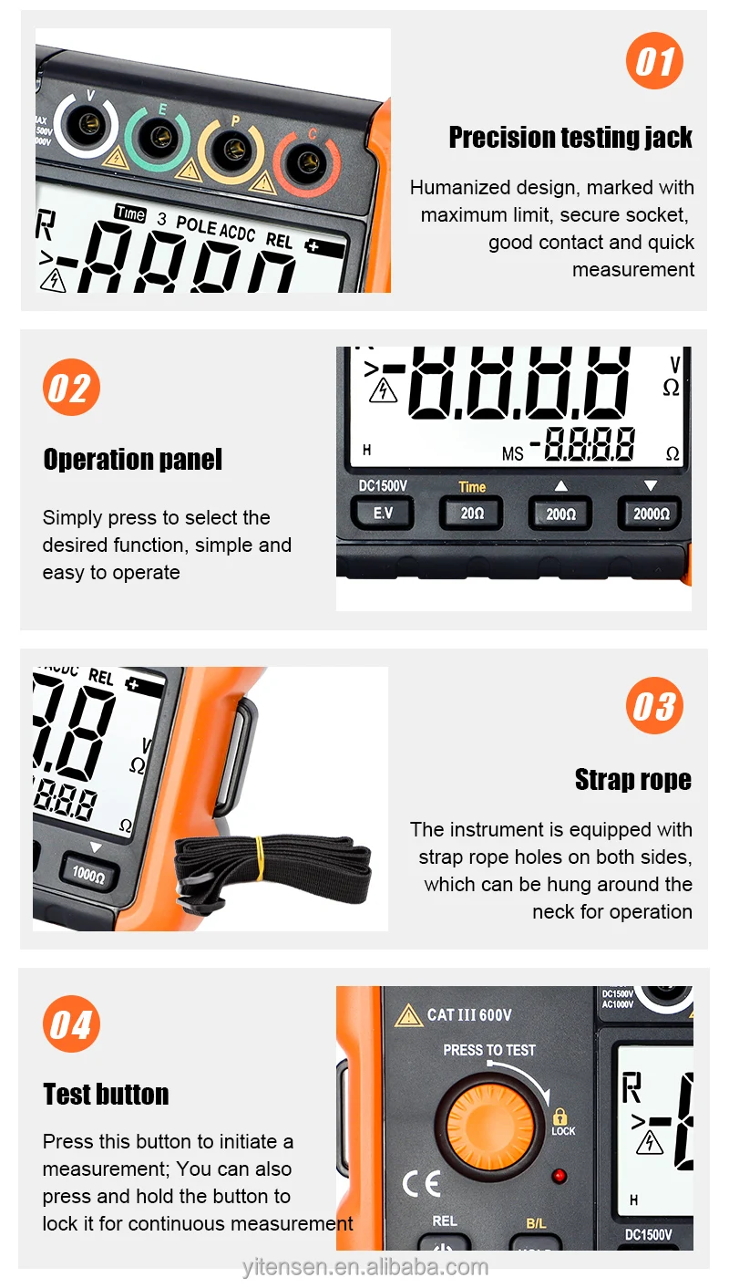 VICTOR 4105A Groundin Resistance tester digital earth tester Insulation Resistance meter