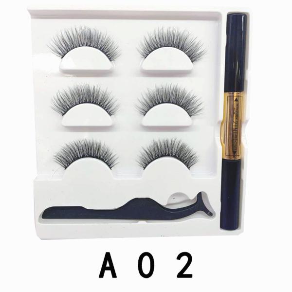 Reusable 2 Pairs Black Magnetic False Lashes With Glue Free