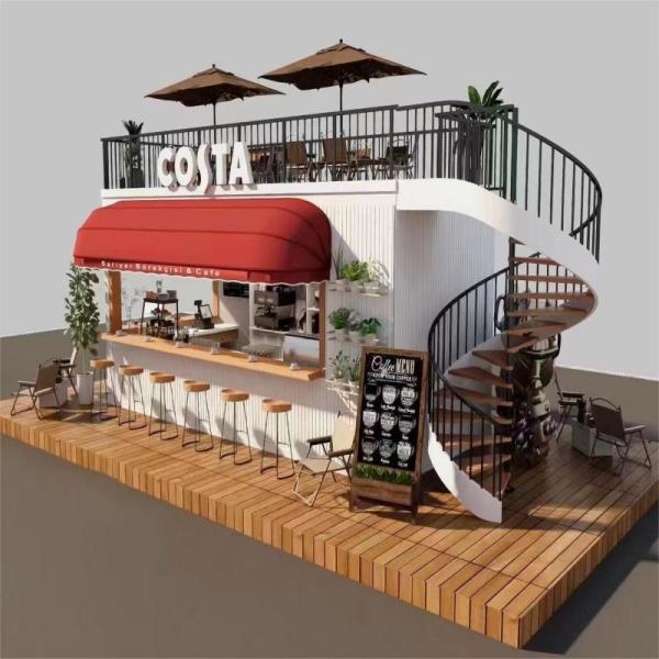 Electro Galvanized Steel Structure Outdoor Cafe Container House with Glass Panels