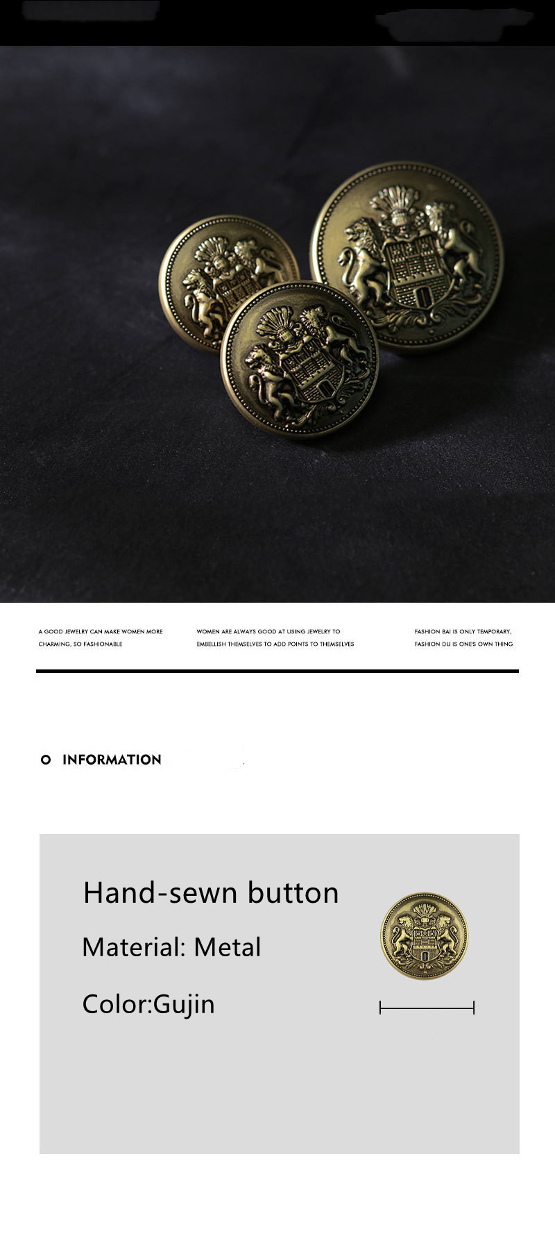 Custom logo zinc alloy buttons metal shank button for coat